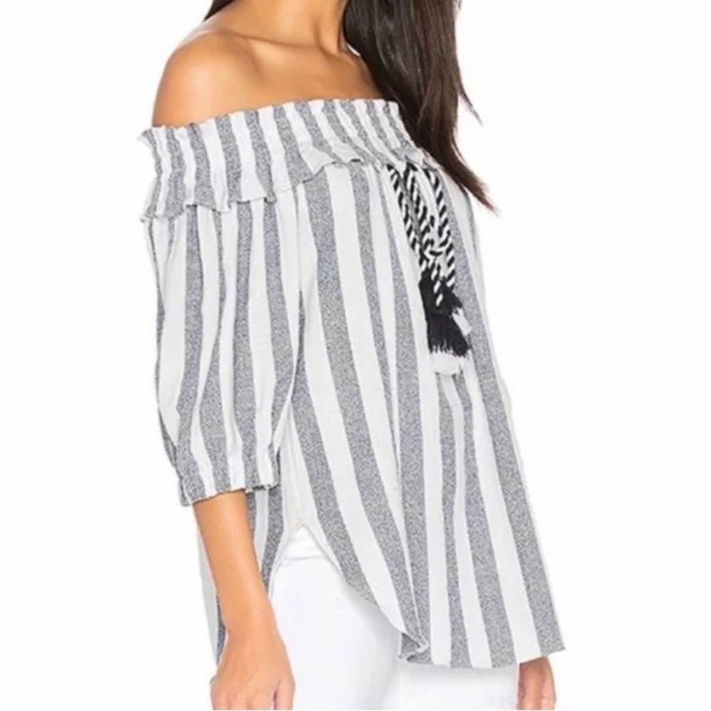 Misa Los Angeles off the shoulder blouse In Carlton Stripe Size XS